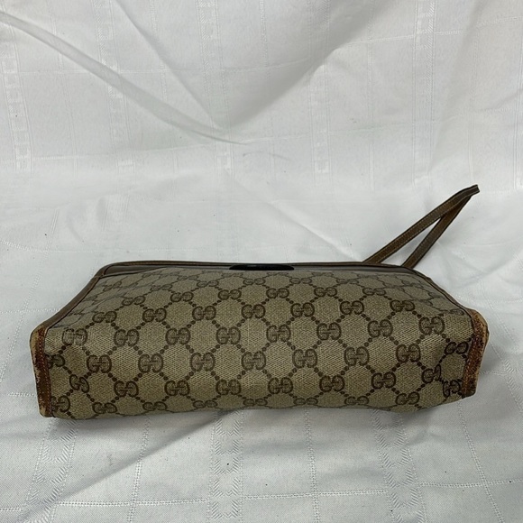 Vintage Gucci Monogram GG Supreme Canvas Leather Clutch Wristlet Bag Hinge - Picture 9 of 17